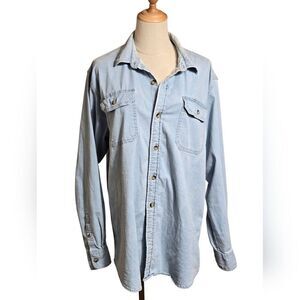Wrangler Light Blue Denim Button Down Shirt